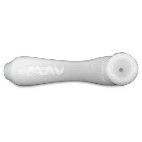 MAV Glass sherlock dry herb hand pipe top view white