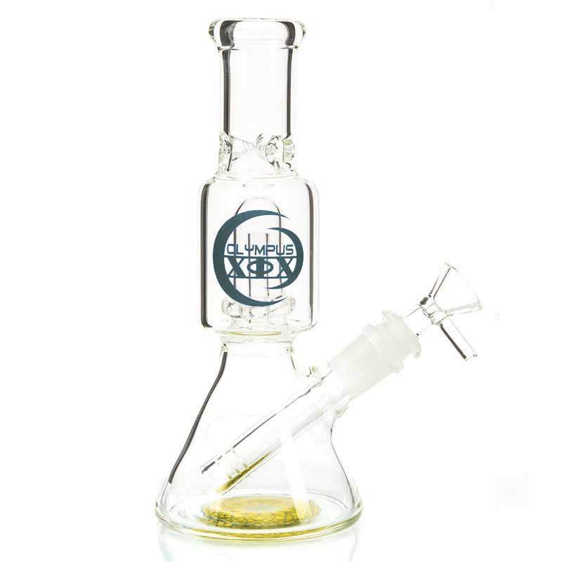Olympus Mini Beaker Water Pipe with Perc and Colored Logo and base 9