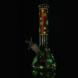 Hemp Leaf Large Glow Beaker Water Pipe (allow image)