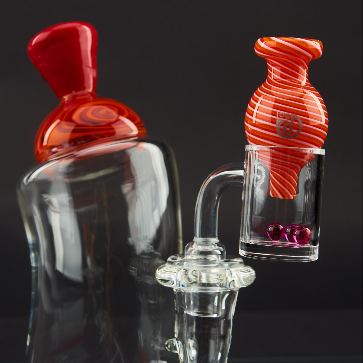 Skoeet Glass Spray Can Heady Dab Rig Clear/Red