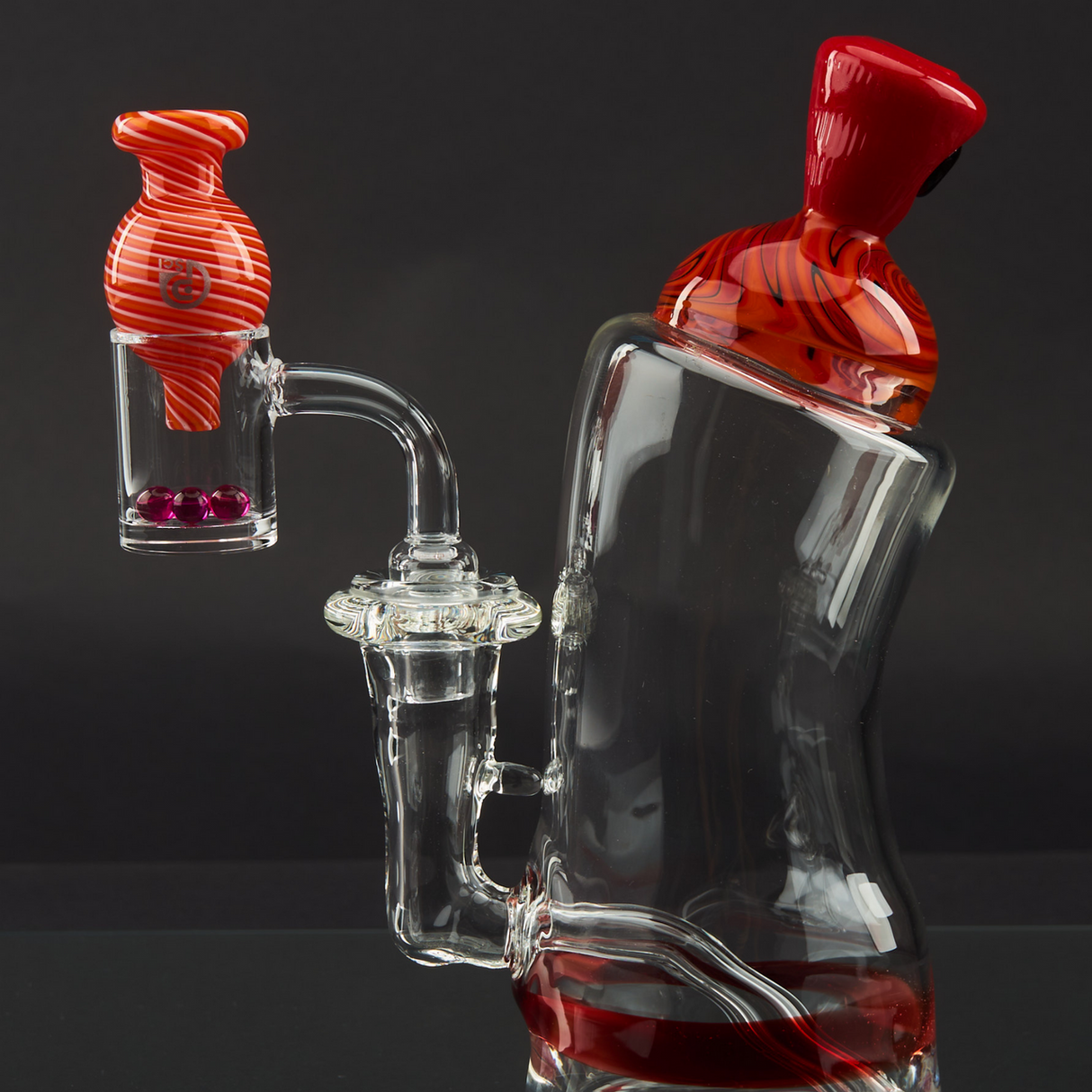 Skoeet Glass Spray Can Heady Dab Rig Clear/Red