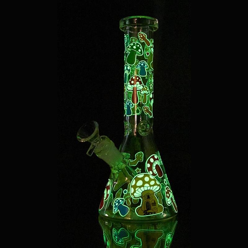 Medium Mushroom Glow Beaker Small Water Pipe (allow image)