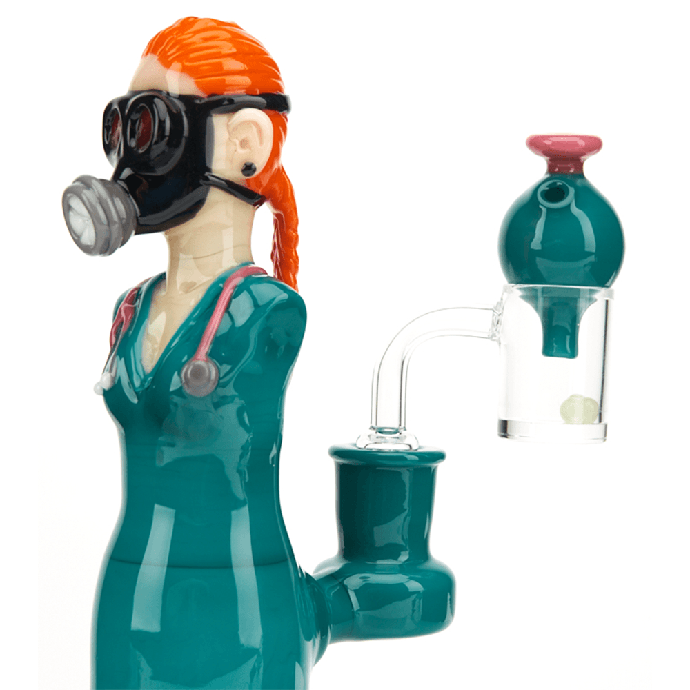 Covid Nurse Heady Dab Rig by Fish Glass Close (allow images)