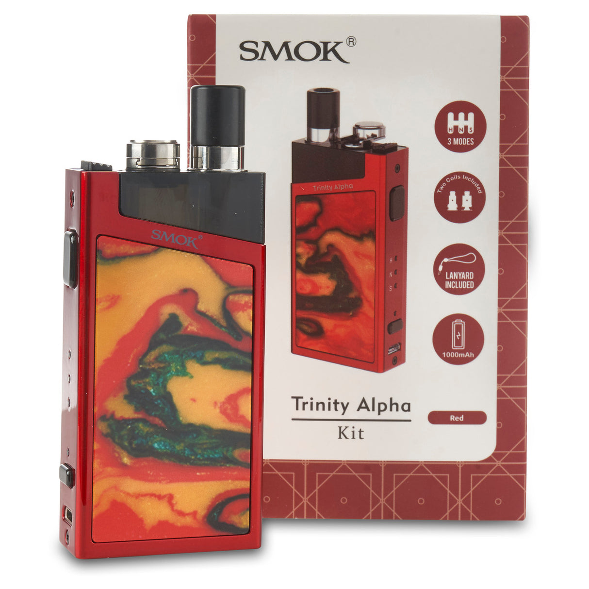 smok trinity alpha vape starter kit red with coils and pod