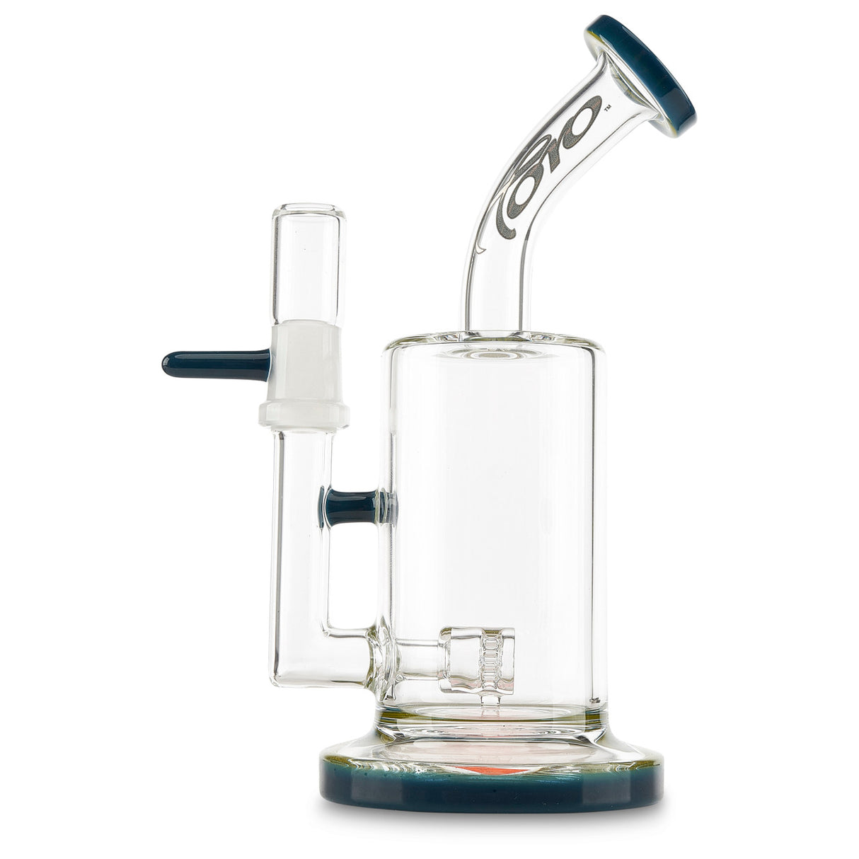 toro glass jet aqua azul and yellow colored male dab rig