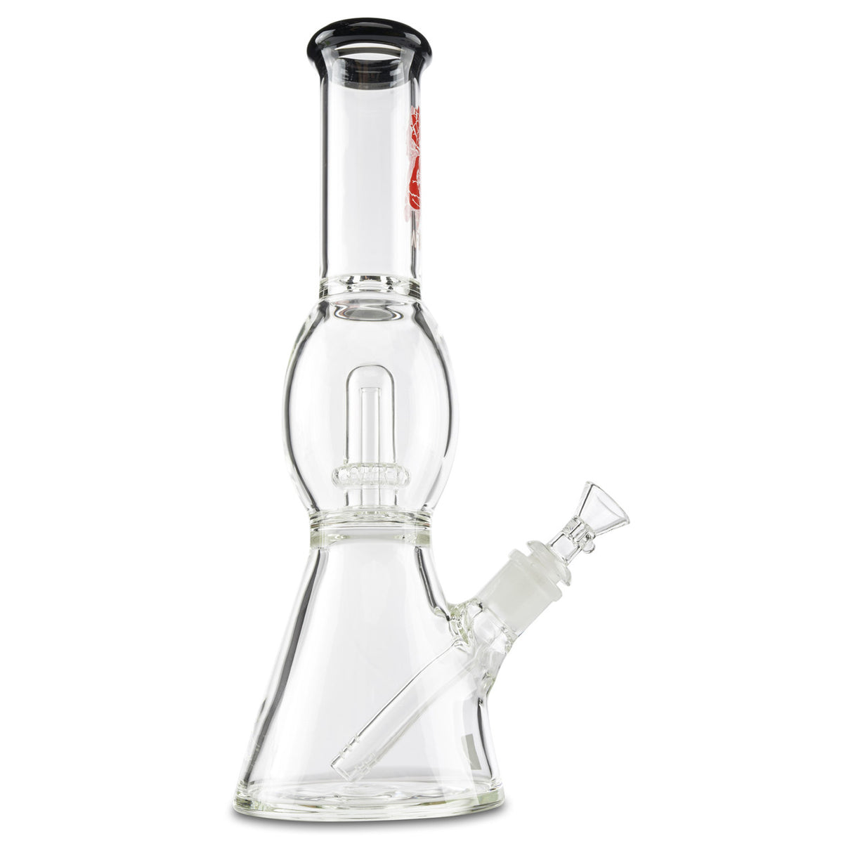 afm short red and black ufo perc water pipe with 14mm glass slide