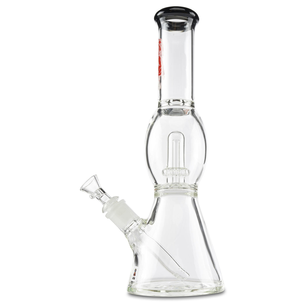 afm short red and black ufo perc bong with glass downstem and slide