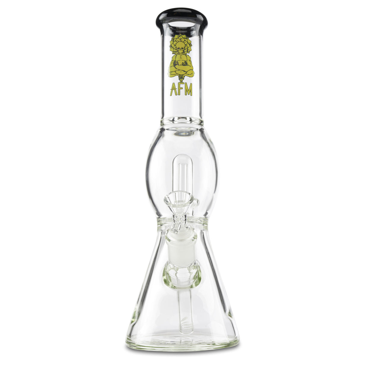 afm short yellow and black bong water pipe 12 inch with bowl and downstem
