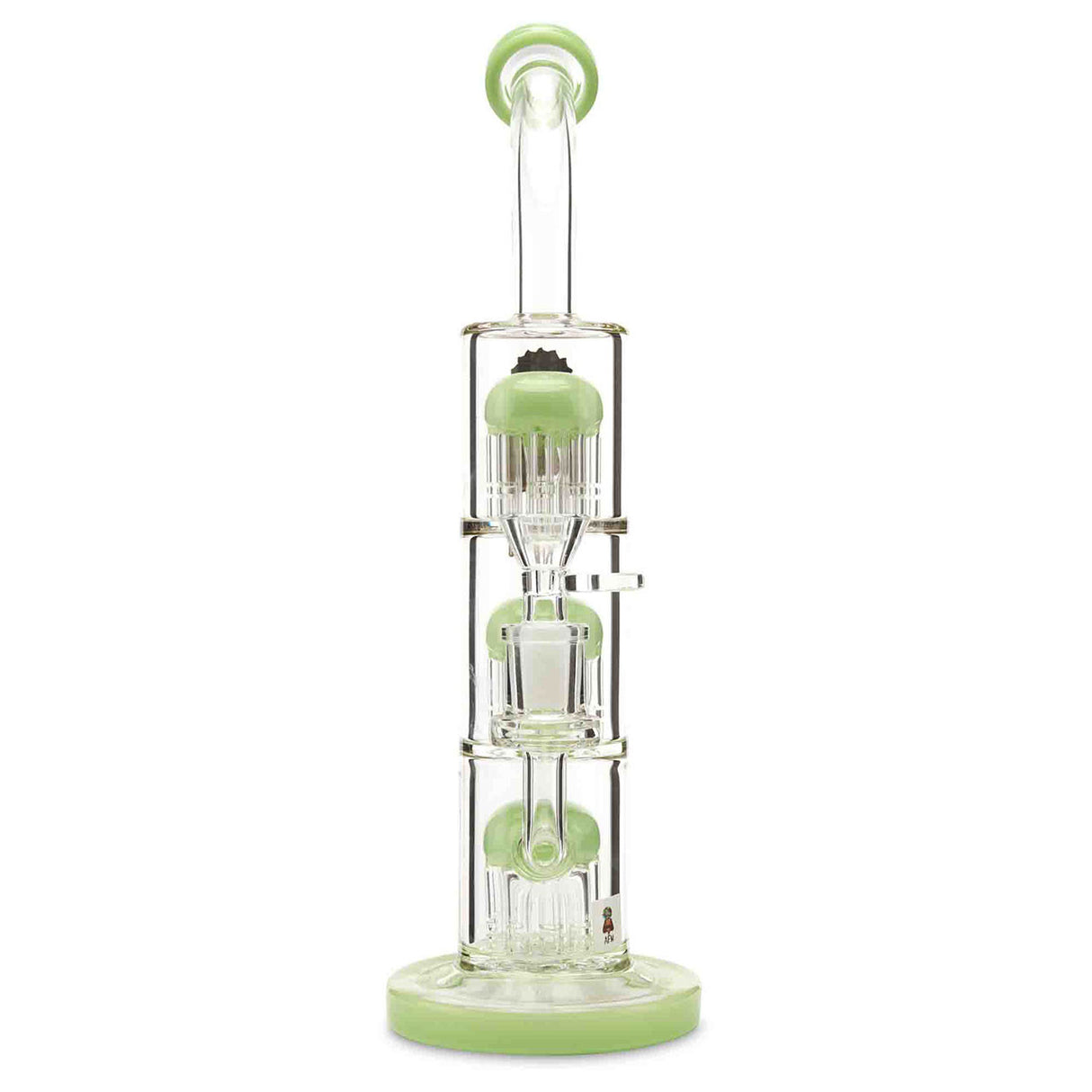 AFM Triple 9 Arm Tree Perc Concentrate Rig with Lime Full-Color Accents on perc, base, lip