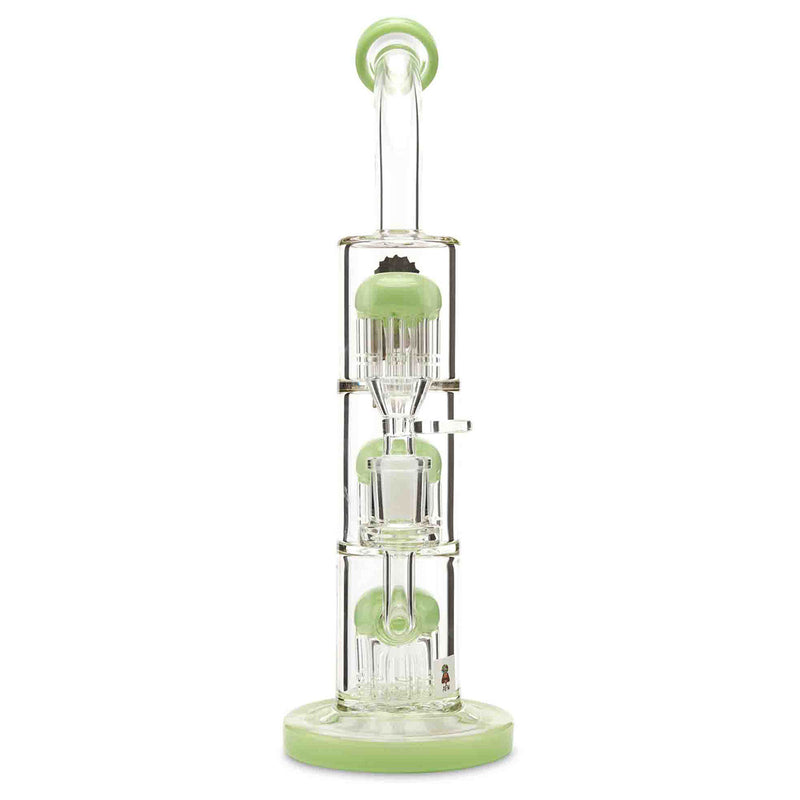 AFM Triple 9 Arm Tree Perc Concentrate Rig with Lime Full-Color Accents on perc, base, lip