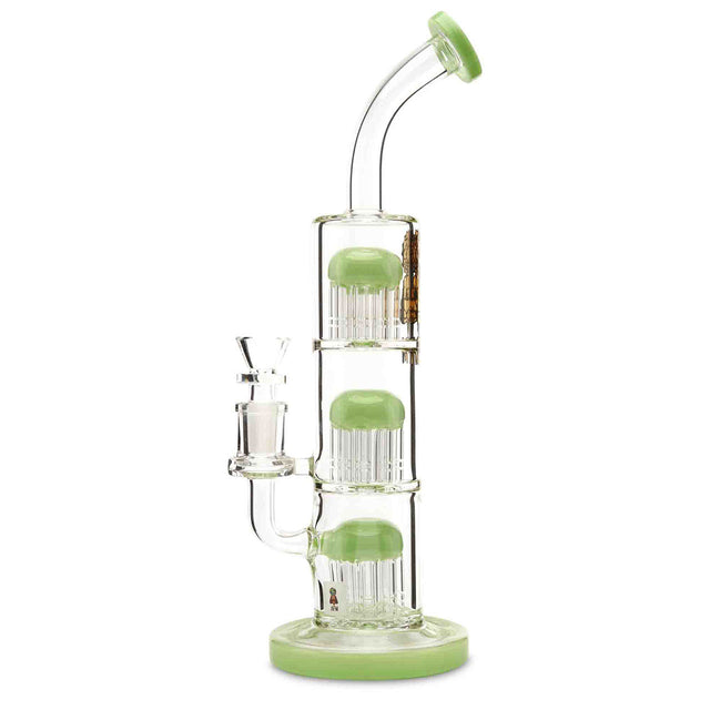 AFM Triple 9 Arm Tree Perc Concentrate Rig with Lime Full-Color Accents on perc, base, lip