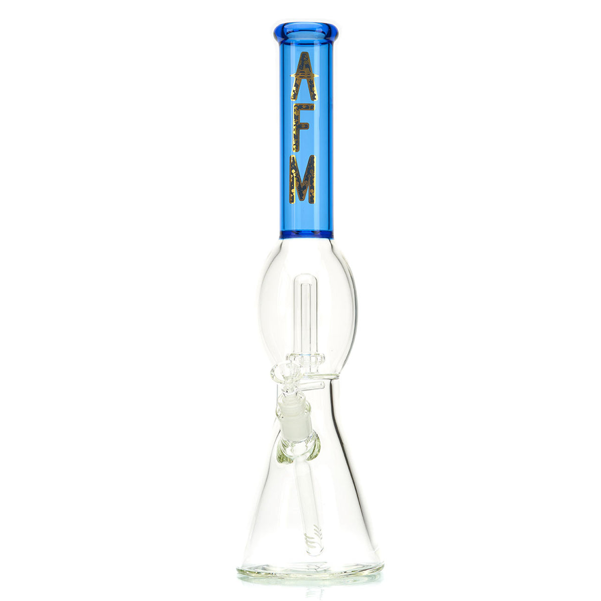 AFM UFO Perc 18" Water Pipe with colored neck and flared lip. Blue