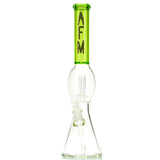 AFM UFO Perc 18" Water Pipe with colored neck and flared lip. Green Slime