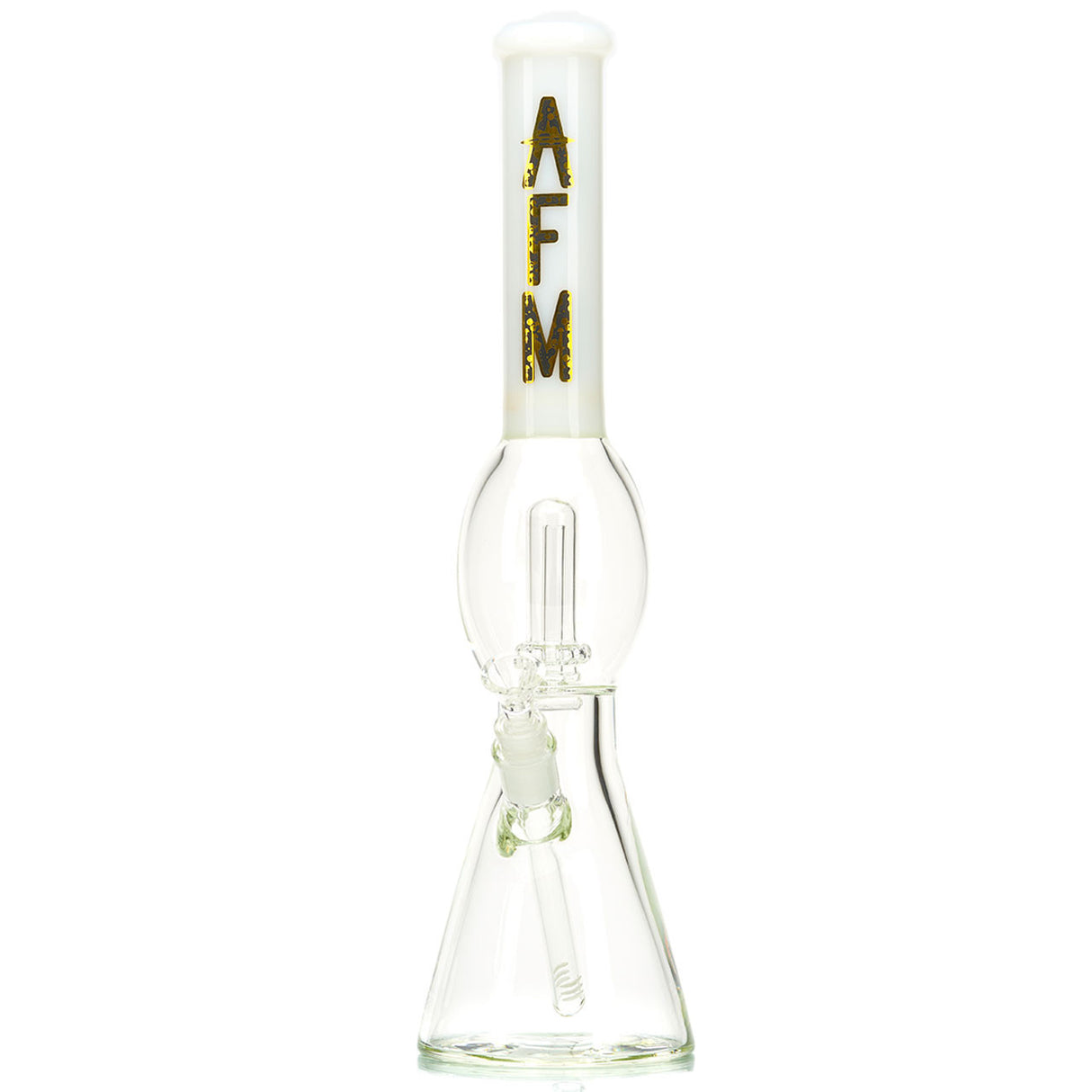 AFM UFO Perc 18" Water Pipe with colored neck and flared lip. White