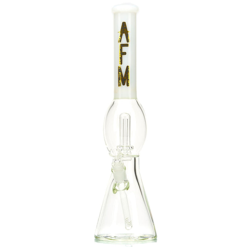 AFM UFO Perc 18" Water Pipe with colored neck and flared lip. White