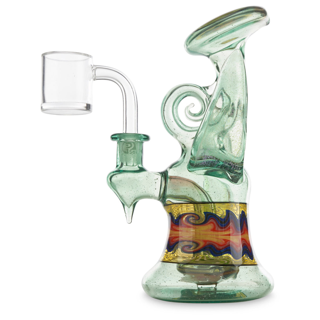 andy g glass banger hanger with green wig wag for smoking oils
