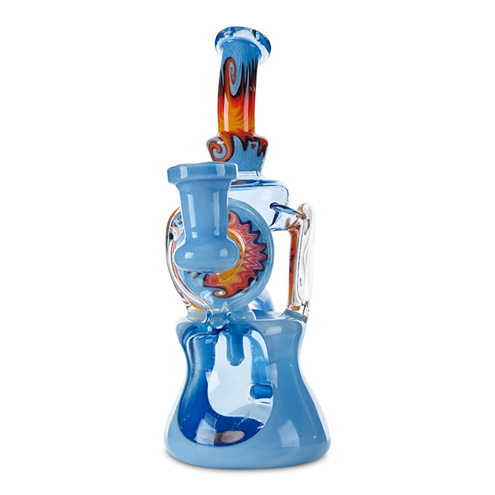 black sand dual uptake recycler blue and orange wig wag for dabbing dabs