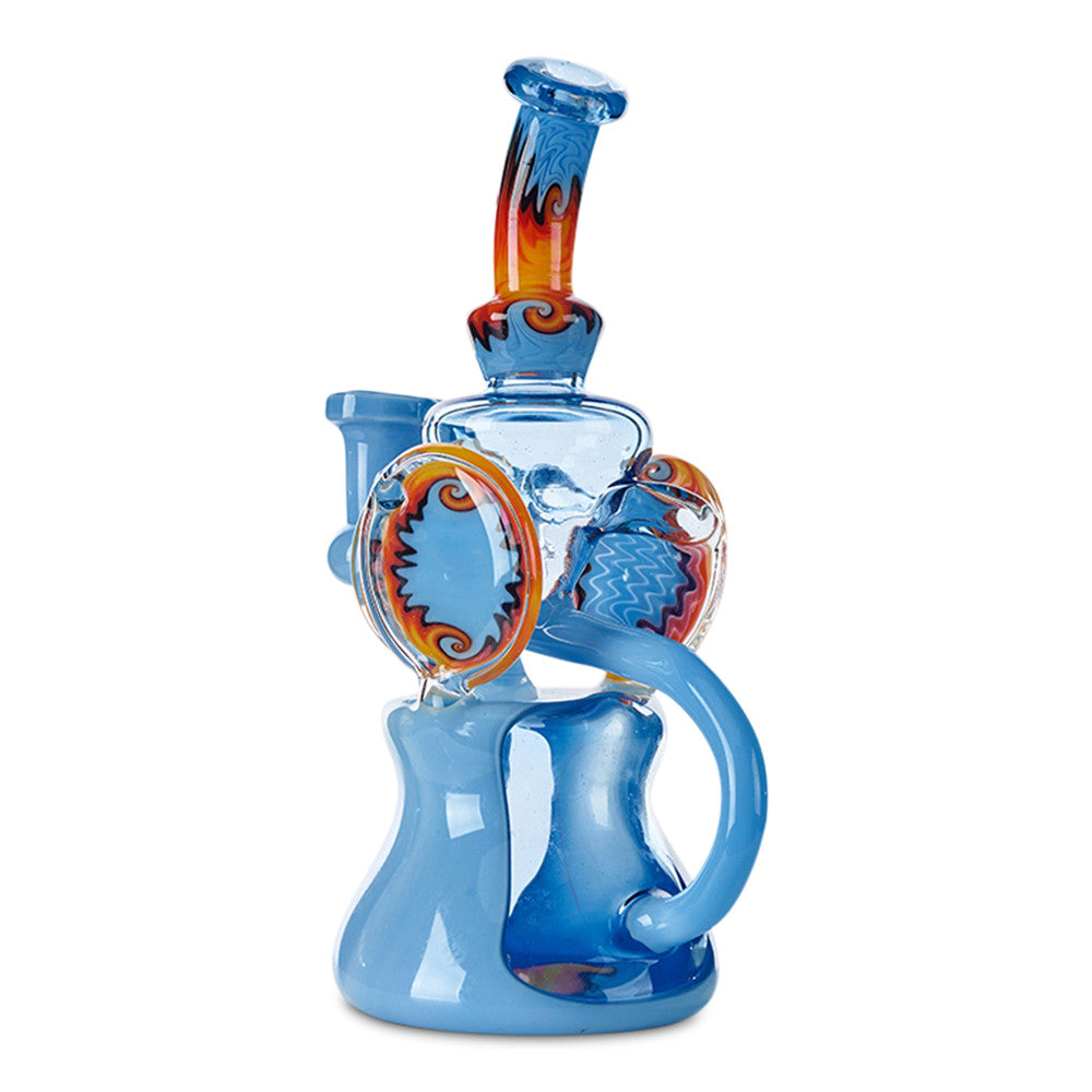 black sand dual uptake recycler blue and orange wig wag at cloud 9 smoke co