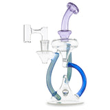 casa glass floating recycler purple and blue colored dab rig