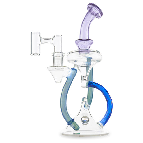 casa glass floating recycler purple and blue colored dab rig
