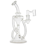casa glass hourglass recycler clear with opal rig for smoking