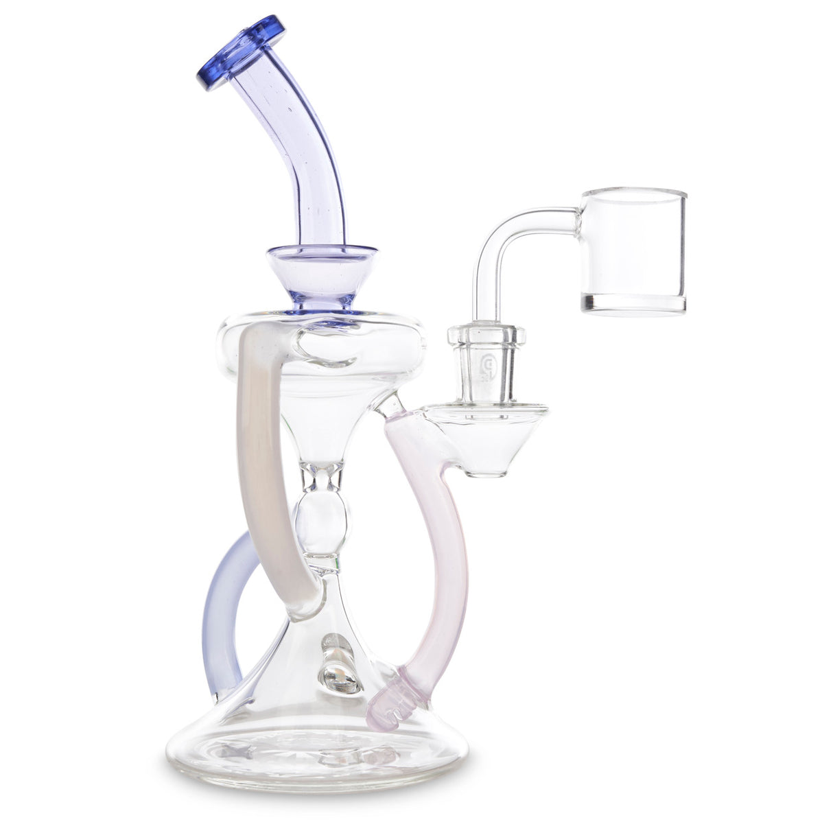 casa glass hourglass recycler purple and pink dab rig for smoking
