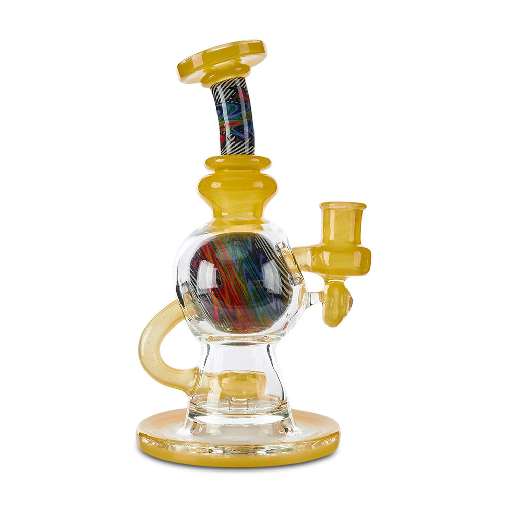 casta glass ball rig recycler yellow dab rig for smoking wax and oils