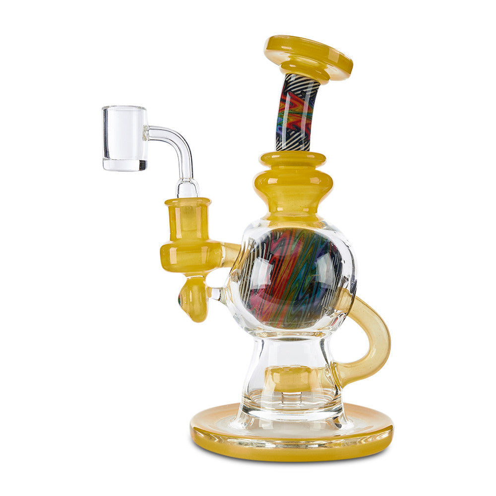 casta glass ball rig recycler yellow dab rig with 14mm female joint