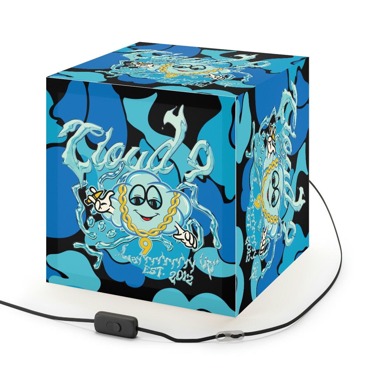 Cloud 9 Liquid Chrome Light Cube Lamp