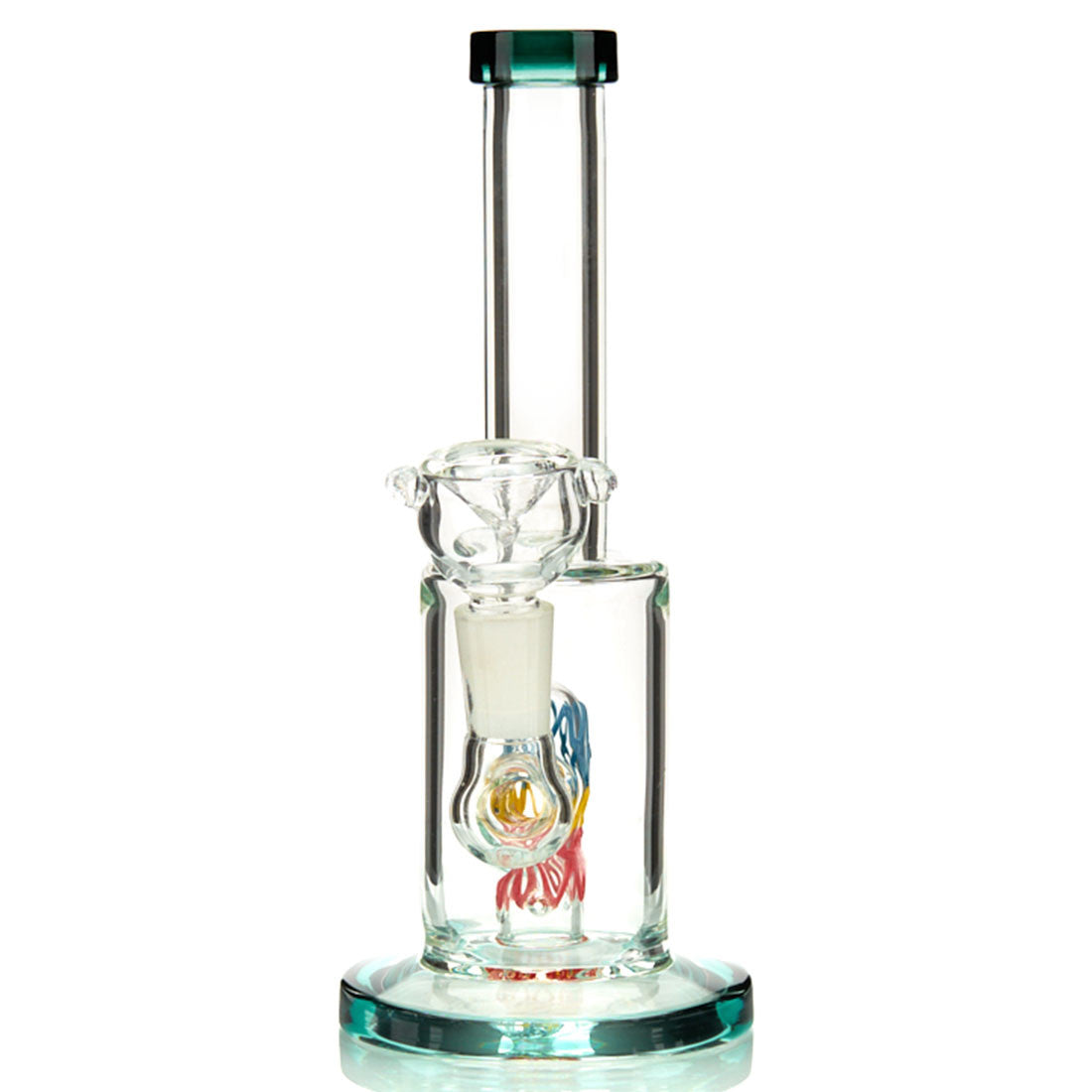 DTHC Straight Neck Water Pipe with Colored Wavy Glass and Diffy