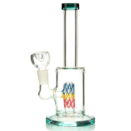 DTHC Straight Neck Water Pipe with Colored Wavy Glass and Diffy