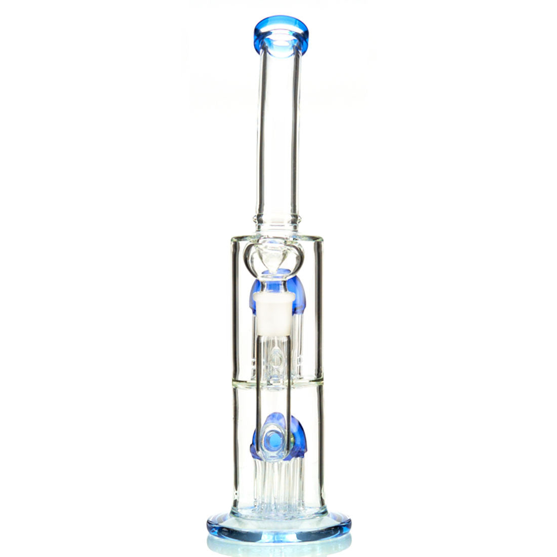 Double Jellyfish Water Pipe with Dual Percs and Bent Neck with colored glass 4