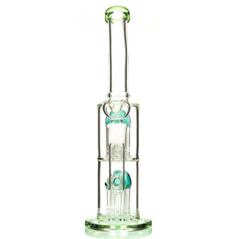 Double Jellyfish Water Pipe with Dual Percs and Bent Neck with colored glass 5