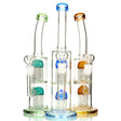 Double Jellyfish Water Pipe with Dual Percs and Bent Neck with colored glass 2