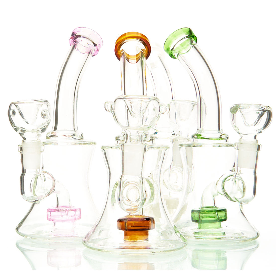 DTHC Glass Small Dab Rig with Showerhead Percolator. Available in a variety of color options.