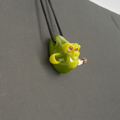 "Smoking Chimp Pendant - Timber/Green" By John Fischbach 1