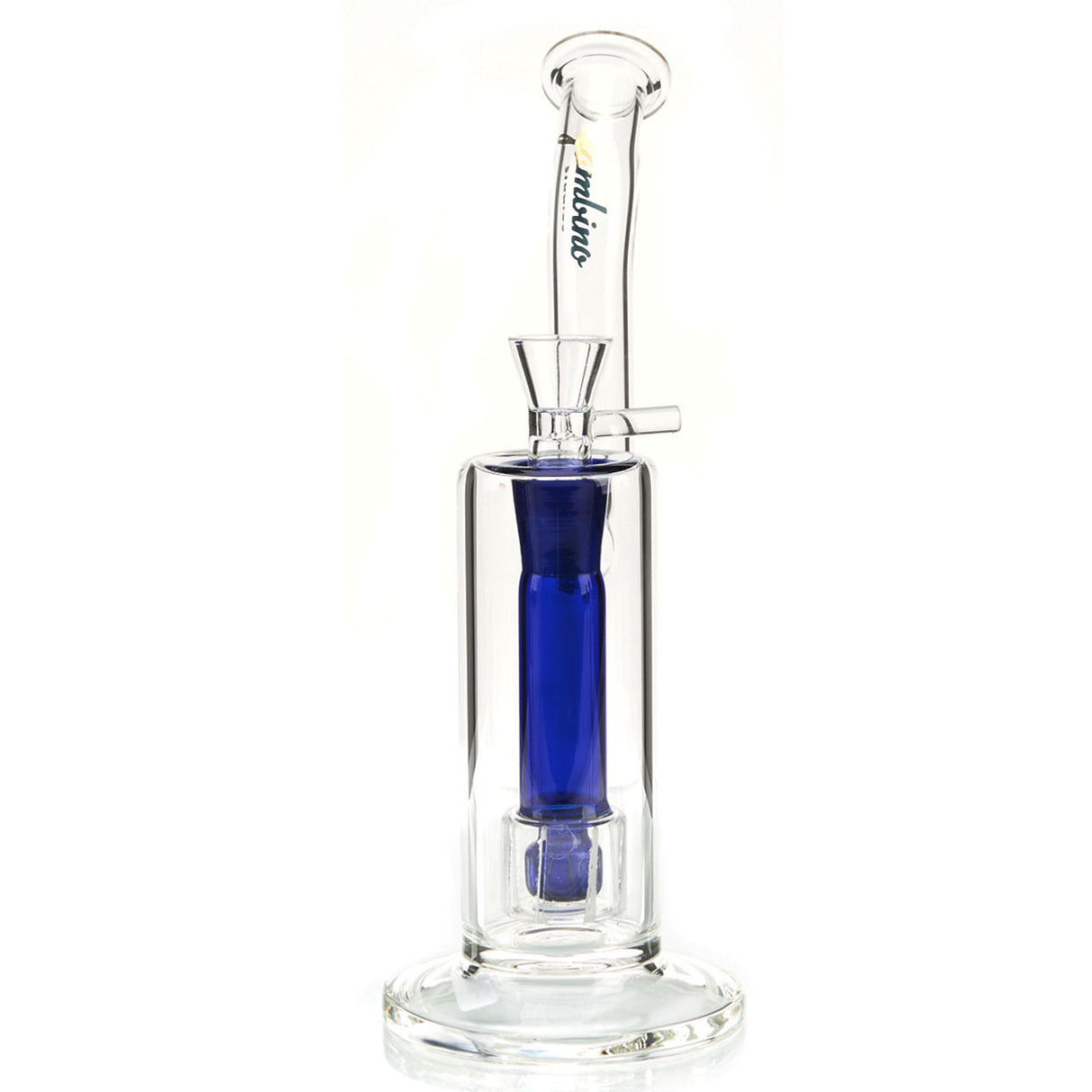 Gambino Studios Double Cruz Upright Bubbler with Suspended Colored Glass Perc