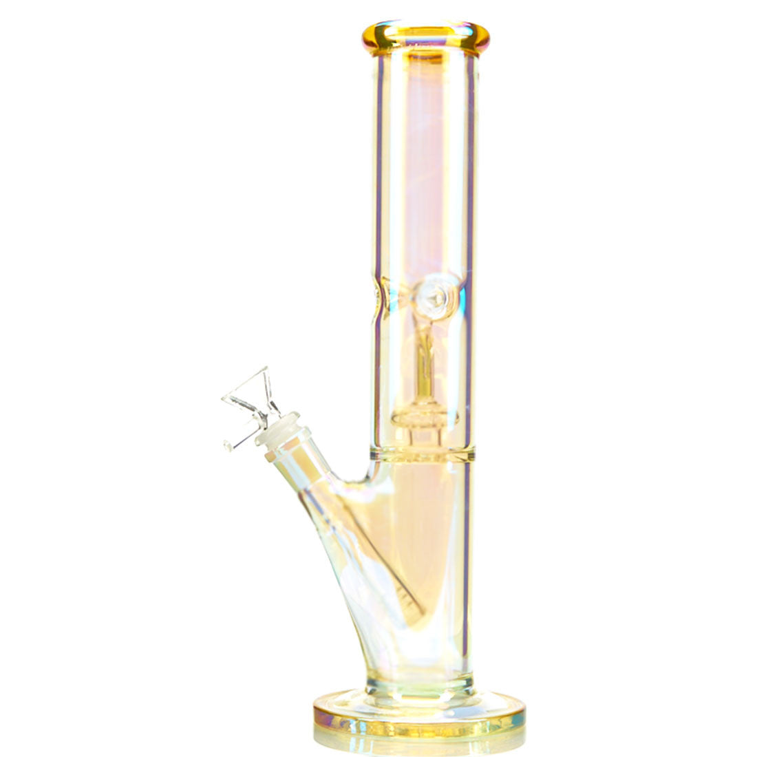 Gambino Glass Studios Straight Tube Anchor Water Pipe with peach and gold Iridescent glass