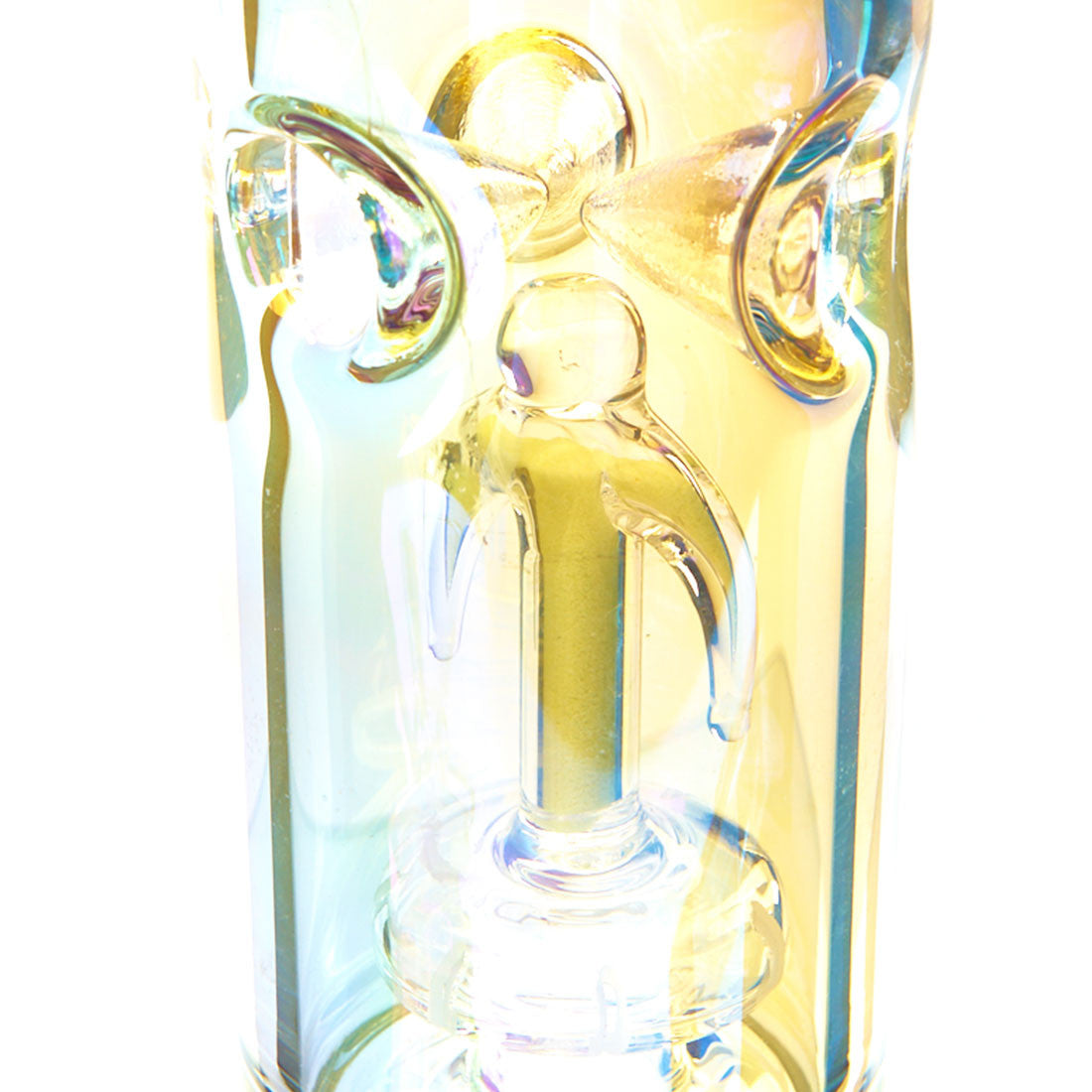 Gambino Glass Studios Straight Tube Anchor Water Pipe with peach and gold Iridescent glass 4