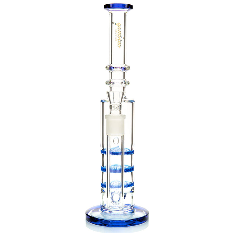 Gambino Studios Triple Honeycomb Water Pipe with colored glass and Dewar's Joint