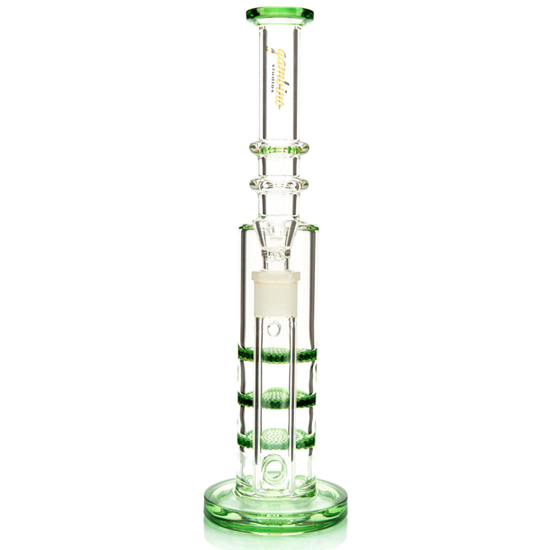 Gambino Studios Triple Honeycomb Water Pipe with colored glass and Dewar's Joint