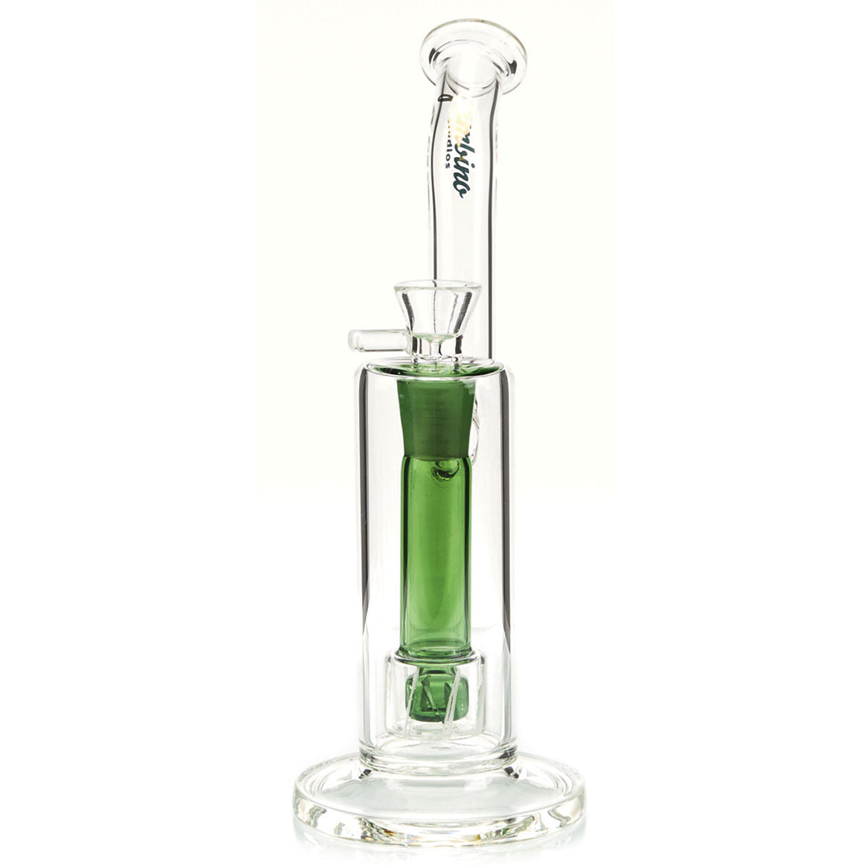 Gambino Studios Double Cruz Upright Bubbler with Suspended Colored Glass Perc