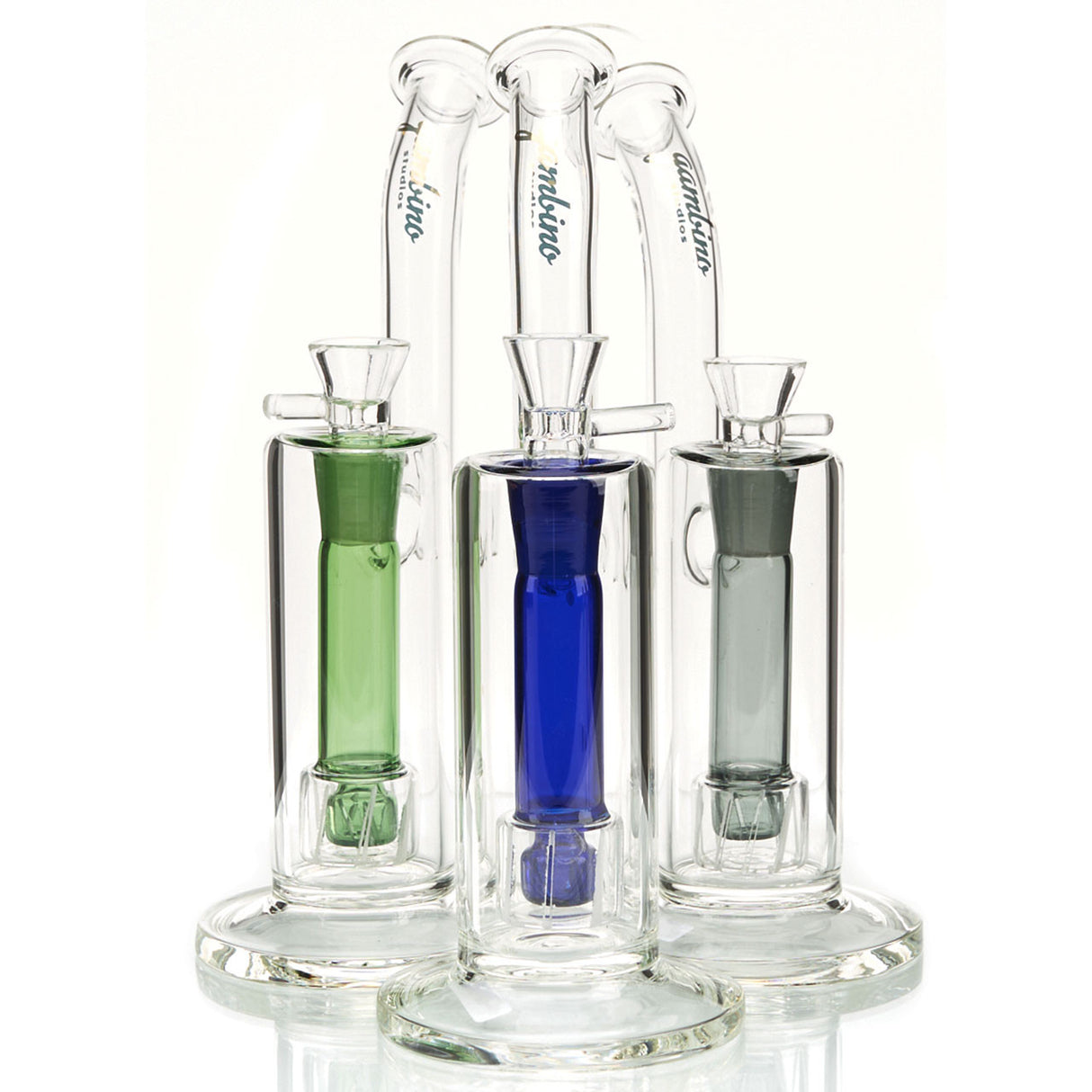 Gambino Studios Double Cruz Upright Bubbler with Suspended Colored Glass Perc