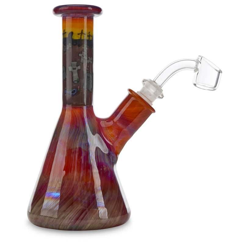 grimm glass graveyard mini tube amber purple rig for smoking wax