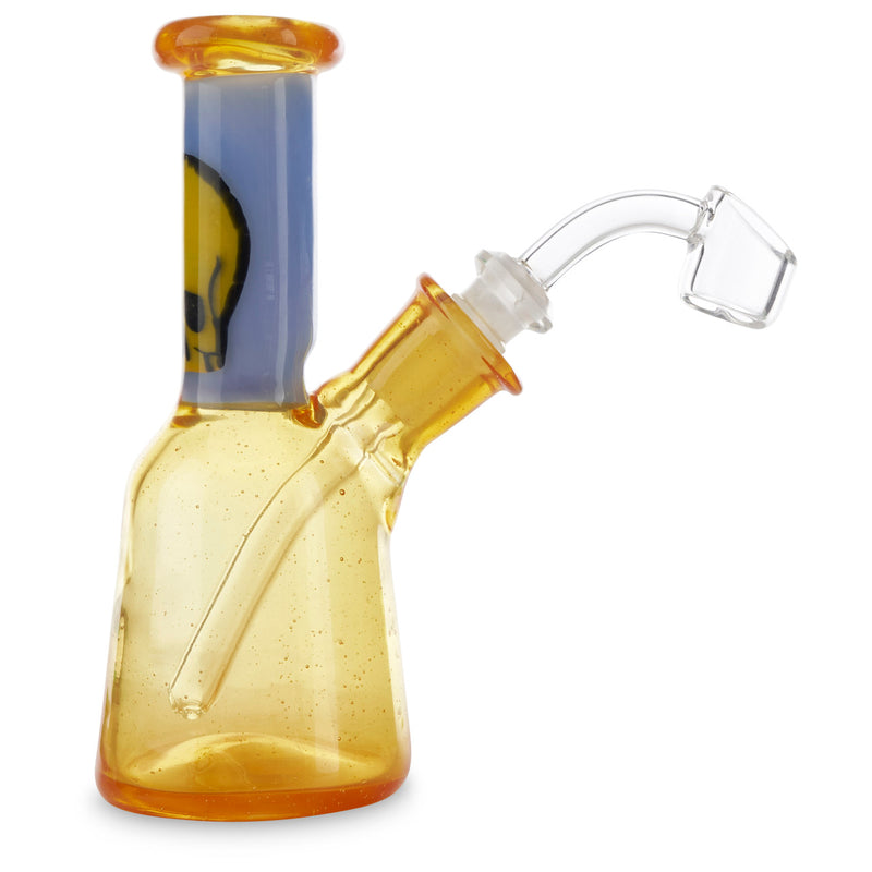 grimm glass skull mini tube orange dab rig with 45 degree joint