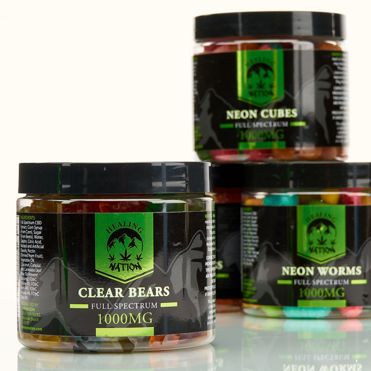 Healing Nation Full Spectrum CBD Edible Gummies 1000mg Clear Gummy Bears