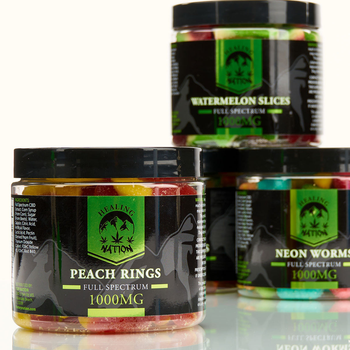 Healing Nation Full Spectrum CBD Edible Gummies  1000mg Peach Rings