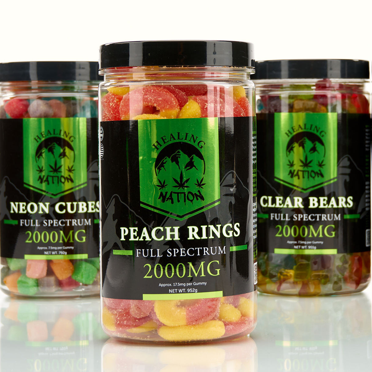 Healing Nation Full Spectrum CBD Edible Gummies 2000mg Peach Rings