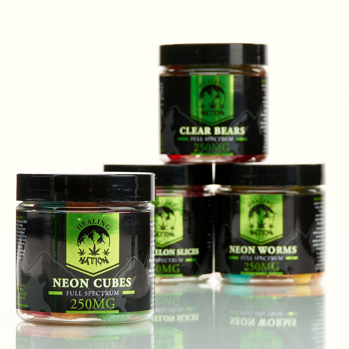 Healing Nation Full Spectrum CBD Edible Gummies 250mg Neon Cubes