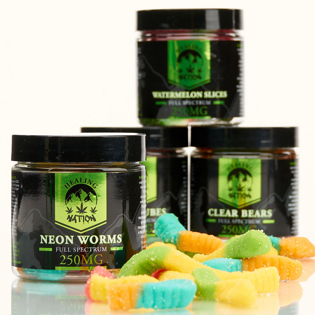 Healing Nation Full Spectrum CBD Edible Gummies 250mg Neon Worms